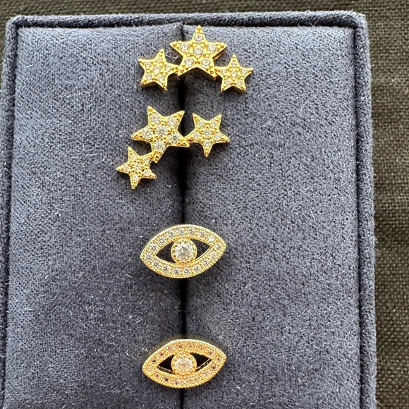 Adornia 14K Gold Plated Pave
Swarovski Crystal Evil
Eye, Star Stud Earrings Set - Picture 2 of 2